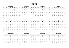 2021 Annual Blank Word Calendar Template