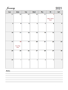 2021 Apple Pages Calendar Template