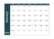 2021 monthly calendar template