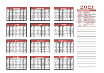 buddhist calendar template