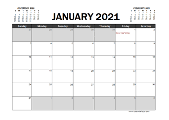 Get Printable Calendar 2021 Monthly Canada Images