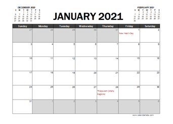 2021 Calendar Planner Malaysia Excel