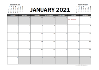 2021 Calendar Planner Thailand Excel