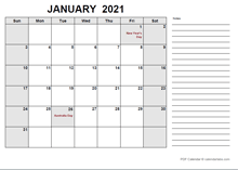 2021 Calendar with Australia Holidays PDF