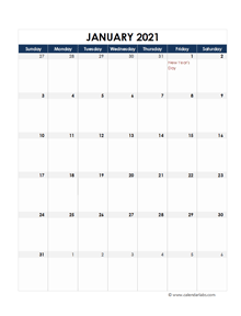 2021 Canada Calendar Spreadsheet Template