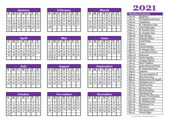 2021 Christian Calendar Christian Religious Festival Calendar 2021