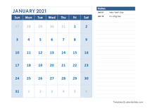 2021 Editable Monthly Word Calendar Template