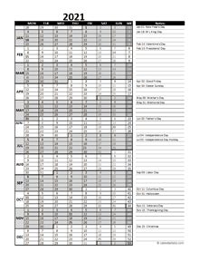 Free 2021 Excel Calendar for Project Management