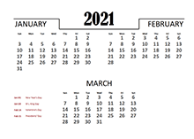 2021 Quarterly Calendar Template