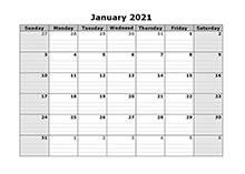 2021 Free Blank Calendar
