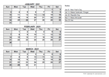 2021 India Quarterly Calendar with Holidays