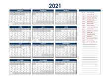 2021 Ireland Annual Calendar with Holidays
