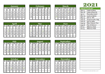 2021 Islamic Calendar Islamic Religious Festival Calendar 2021