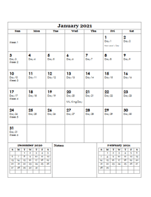 2021 Yearly Julian Calendar Free Printable Templates