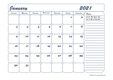 2021 blank calendar template monthly