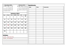 2021 Monthly Appointment Calendar