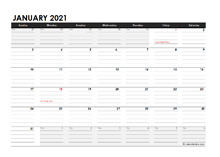 Editable 2021 Monthly Calendar Excel Template