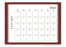 2021 calendar template large boxes