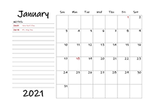 monthly calendar 2021 with notes Printable 2021 Monthly Calendar Templates Calendarlabs monthly calendar 2021 with notes