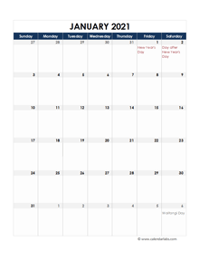 2021 New Zealand Calendar Spreadsheet Template
