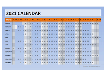 2021 Powerpoint Calendar Timeline