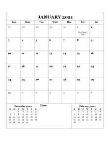 2021 Printable Calendar with Canada Holidays  