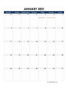 2021 UK Calendar Spreadsheet Template