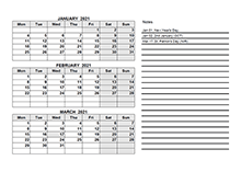 2021 UK Quarterly Calendar with Holidays