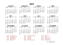 Printable 2021 New Zealand Calendar Templates with Holidays