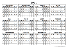 Year At A Glance Calendar 2021 Free Printable Landscape 2022