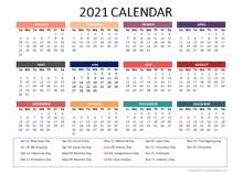 2021 Yearly Powerpoint Calendar Slide