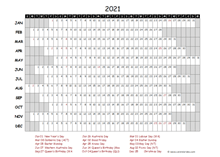 2021 Yearly Project Timeline Calendar Australia