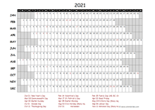 2021 Yearly Project Timeline Calendar Canada