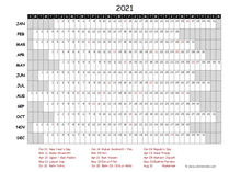 2021 Yearly Project Timeline Calendar India