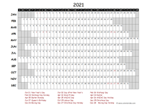 2021 Yearly Project Timeline Calendar New Zealand