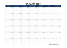 February 2021 Blank Calendar