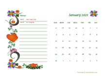 February 2021 Calendar Dates