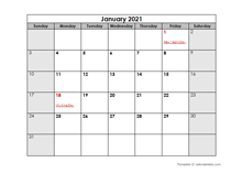 February 2021 Printable Calendar