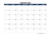 January 2021 Blank Calendar