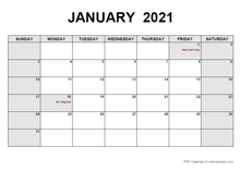 January 2021 PDF Calendar