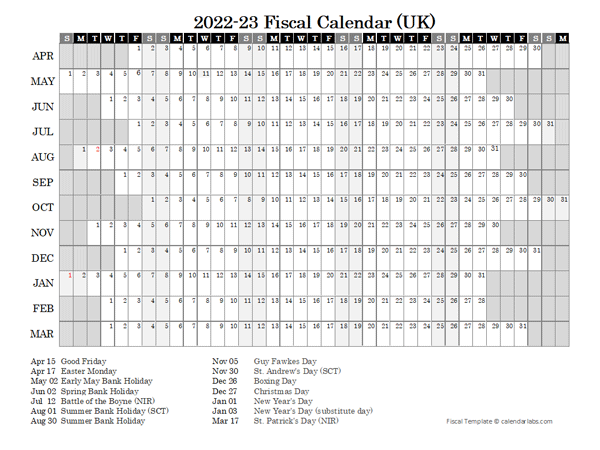 2022 Fiscal Calendar Year