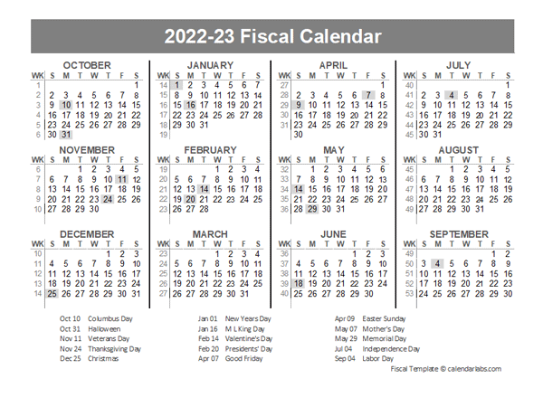 2021 Fiscal Year Quarters Template