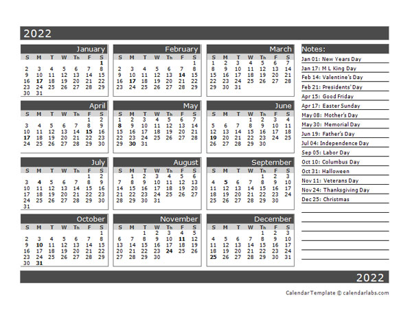 Free Printable 2022 Calendar One Page 2022 Blank 12 Month Calendar In One Page - Free Printable Templates
