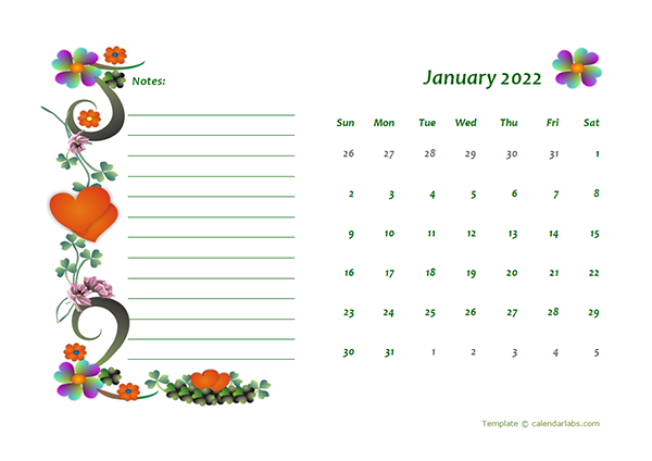 2022 Blank Calendar Design Template