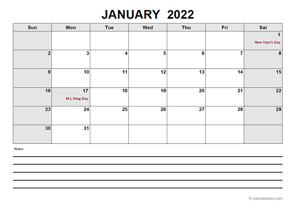 2022 Blank Calendar PDF