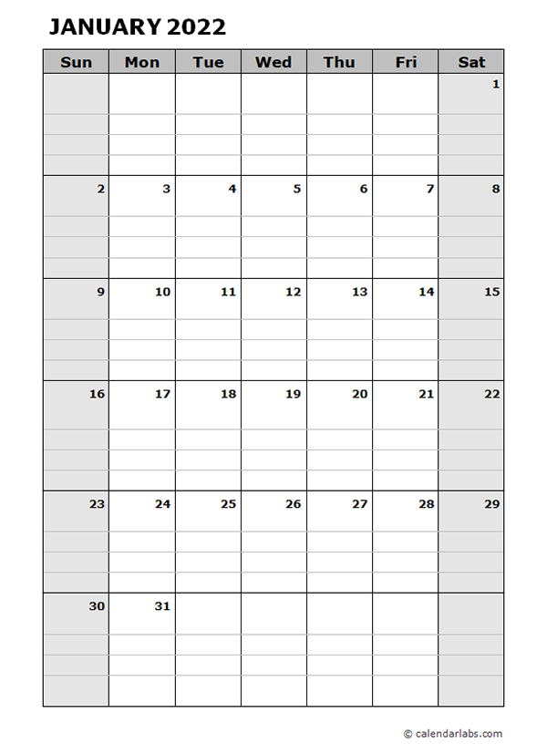 2022 Blank Daily Planner