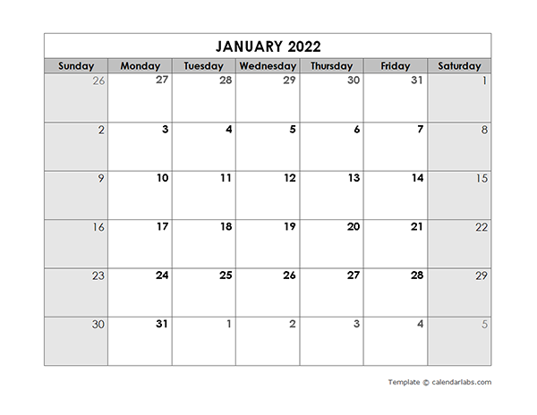 Calendar 2022 template