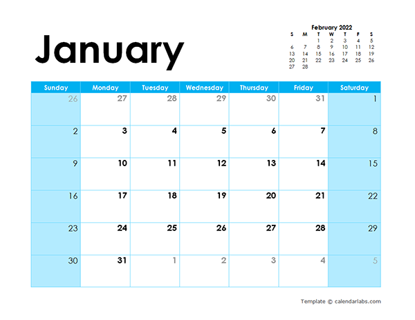 2022 Blank Calendar Colorful Design