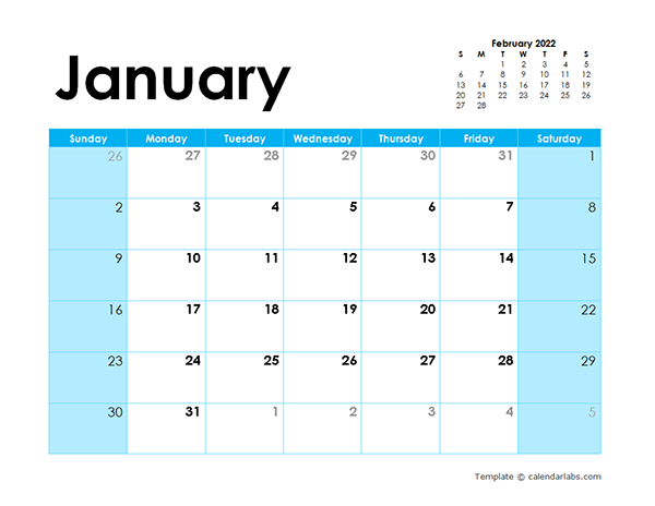 Calendar Template Free Download 2022