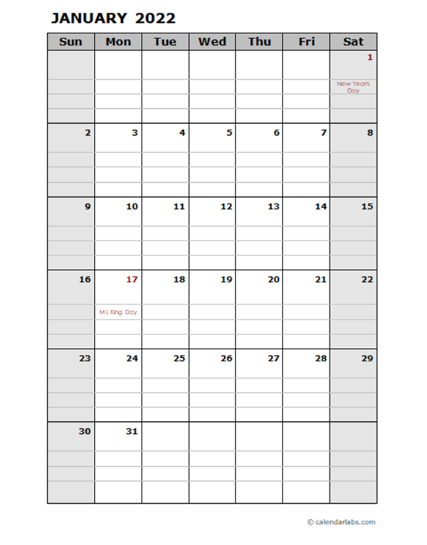 2022 Daily Planner Calendar Template Free Printable Templates